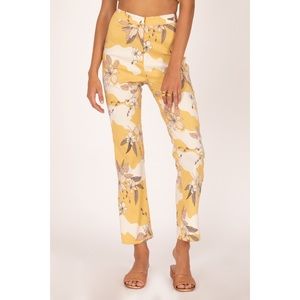 Amuse society high waisted yellow floral pants